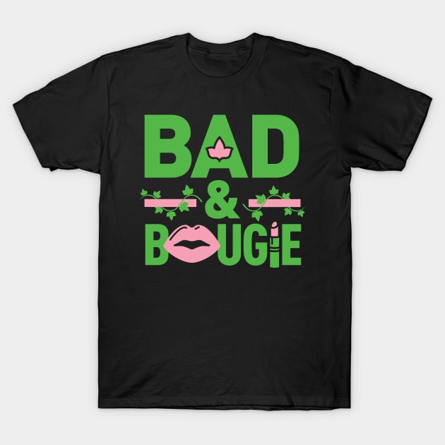 Bad and Bougie 1908 AKA Pretty Girls Ivy Pearls Pink Green Phirst Pham T-Shirt by motherlandafricablackhistorymonth